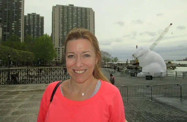 The Ride director Stéphanie Gillard at an Amanda Parer Intrude rabbit